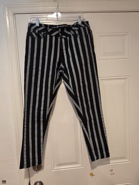 Vintage Lip Service Black and Gray Vertical Stripe  Jeans